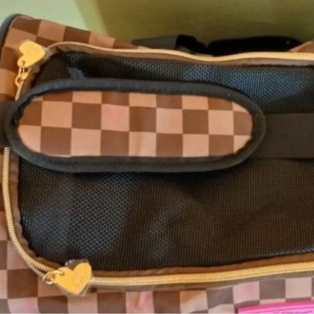 Betsy Johnson Brown Checkered Dog Carrier